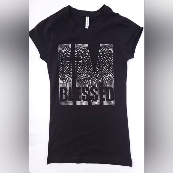 T Shirt (L) Blessed in Rhinstone NWOT - Picture 2 of 3